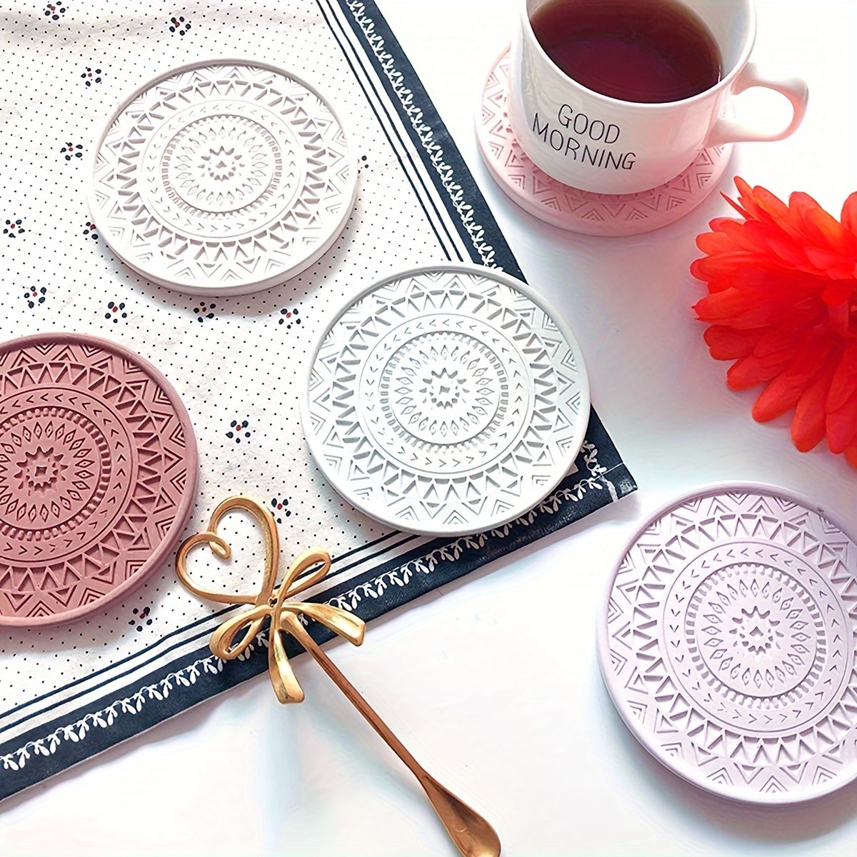 Flower Coaster Silicone Mold E - Coaster Mold Round review and price