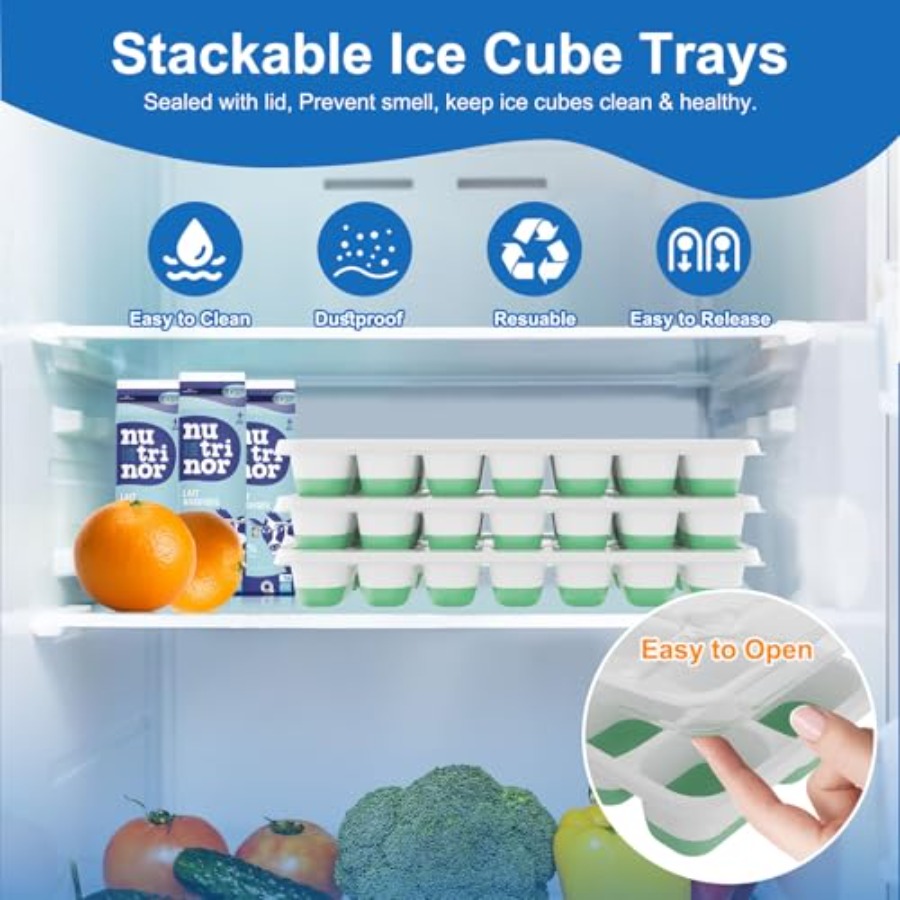 Ice Cube Tray with Lid, 3 Pack - Silicone Mold Tray review and price