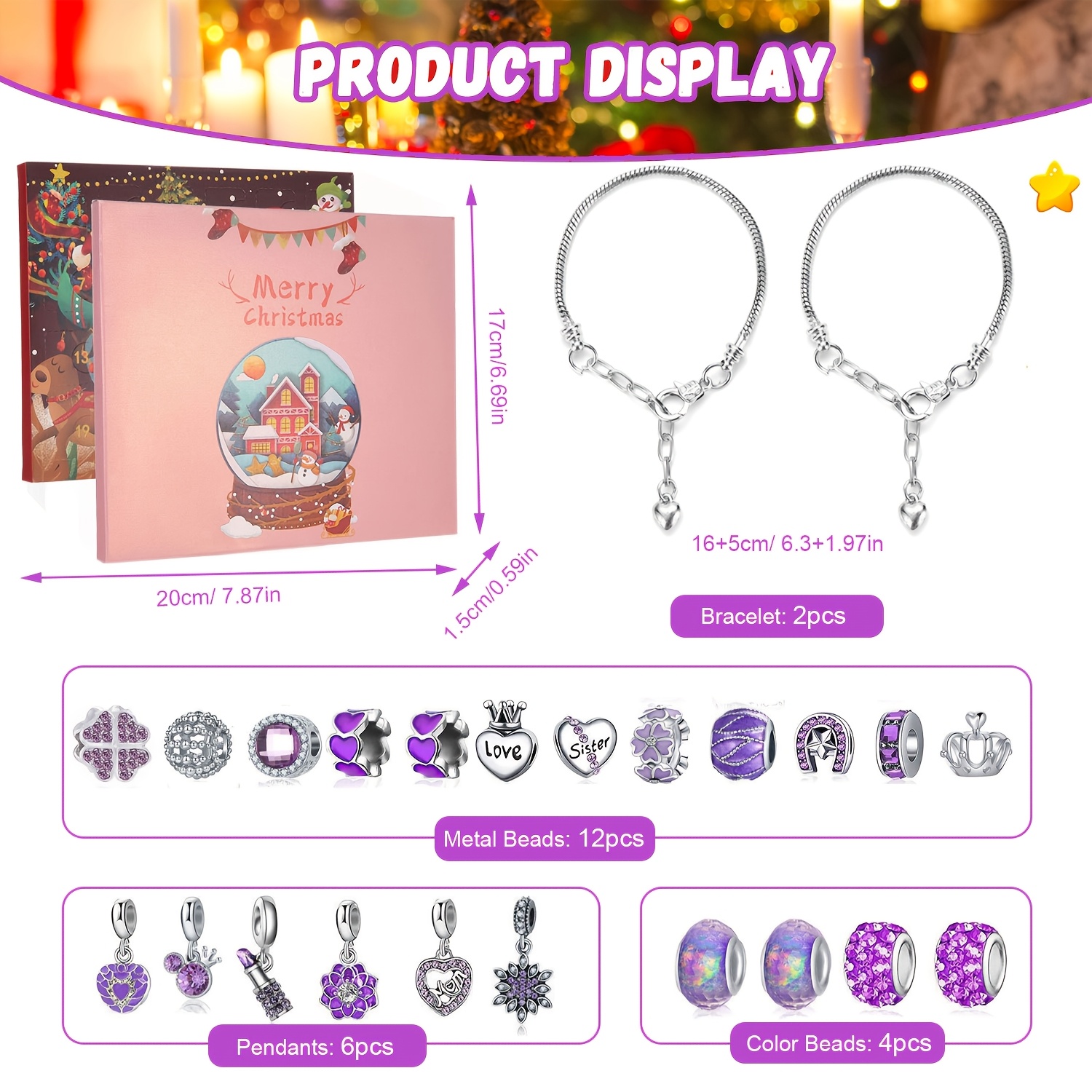 Christmas purple beads DIY jew - Resin Jewelry Kit review and price